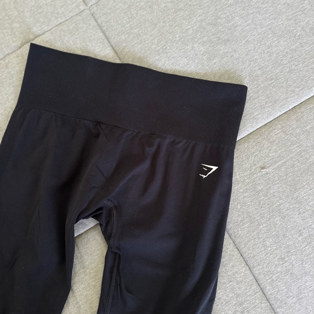 Gymshark Kids Black High-Waist Performance Leggings with White Logo